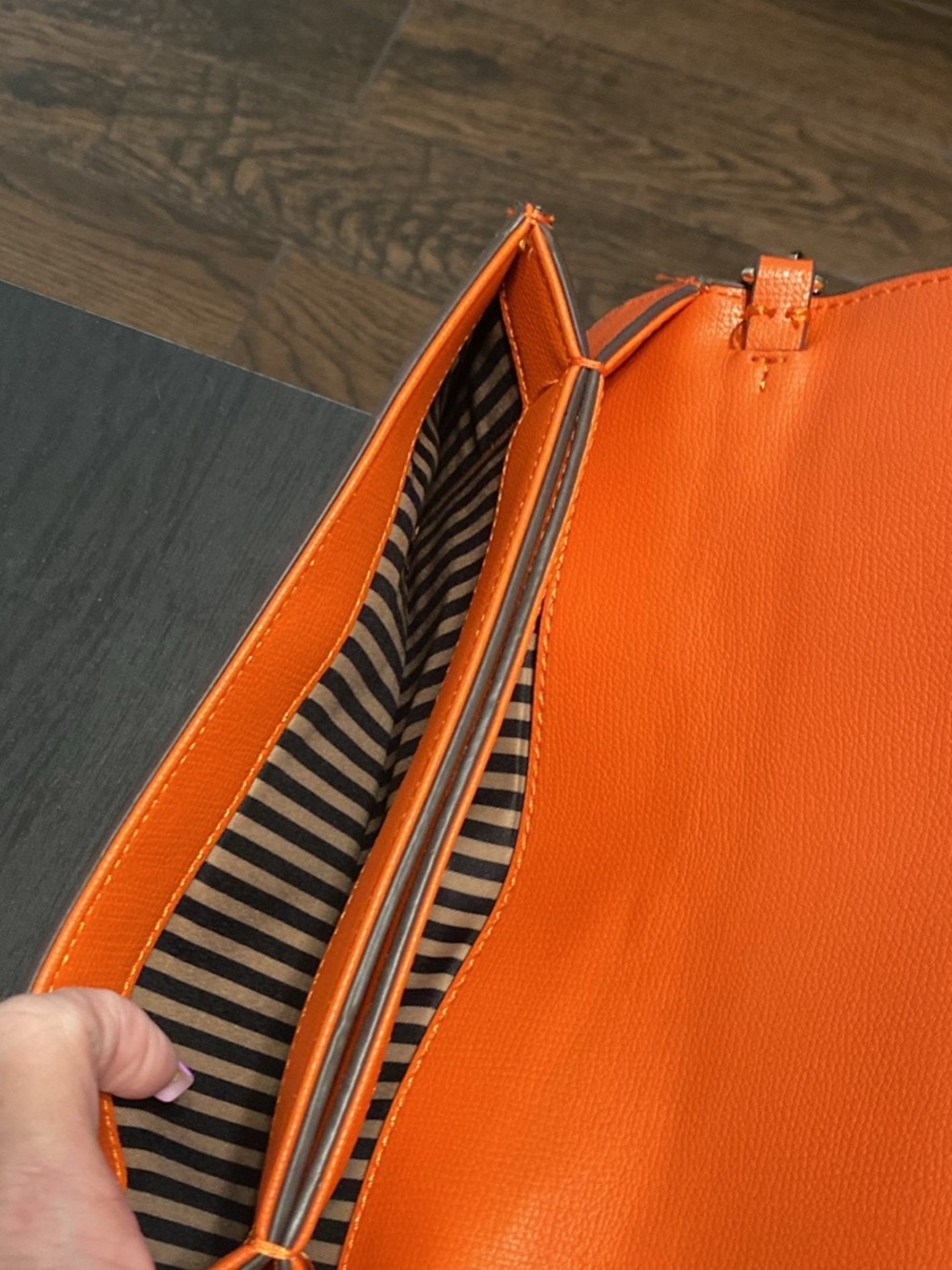 Gianni Bini Orange Textured Leather Tote